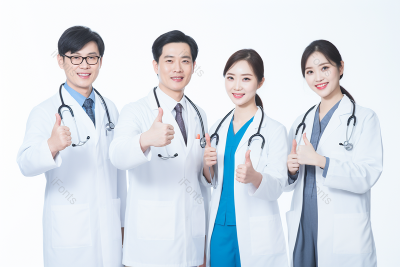 医疗健康年轻的医生团队手握大拇指摄影图,高清,摄影图,摄影图片,图片大全,摄影图免费下载